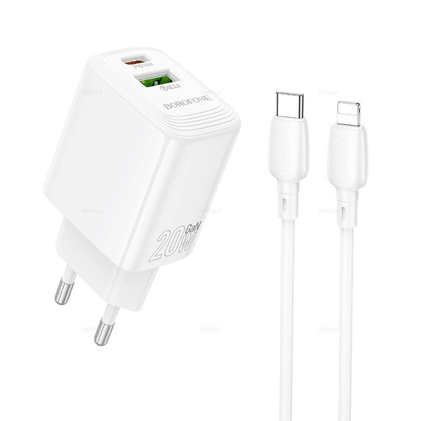 BN27 Fuente PD20W+QC3.0 зарядное устройство набор (Type-C на Lightning) (white)