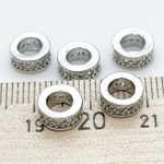 Бусина Milano LUX, цвет серебро, фианиты, размер 8*3,5 мм, цена за 1 шт