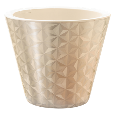 Кашпо для цветов пластиковое 3л d-19 см «Грани» Кремовый (фольга)