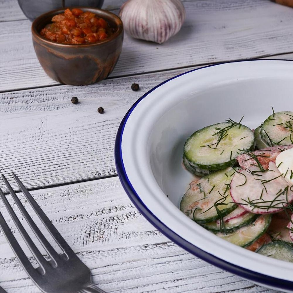 Салатник 600 мл d 18,9 см h3,6 см Blue Rim эмалированая сталь SUNNEX [1]