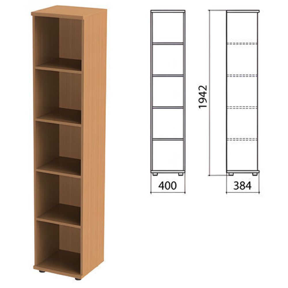 Шкаф (стеллаж) &quot;Этюд&quot;, 400х384х1942, 4 полки, бук бавария, 400000-55