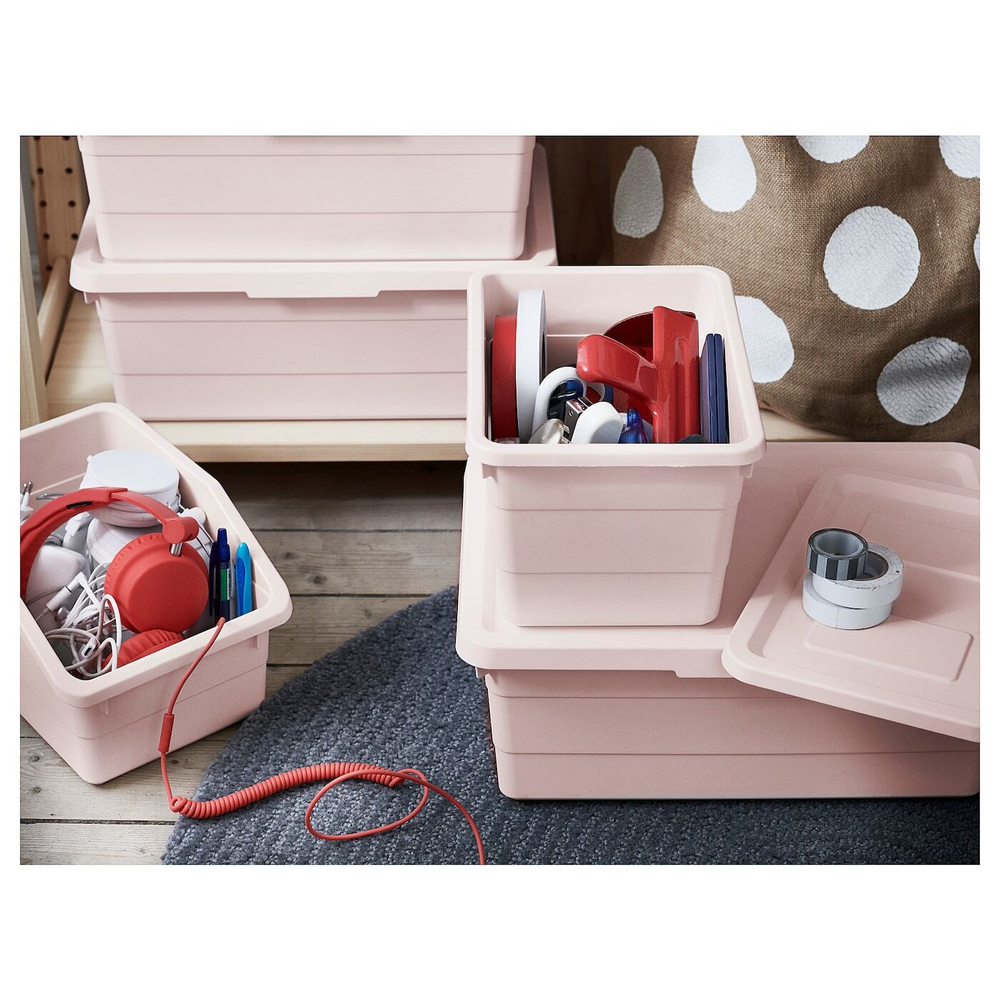 Коробка с крышкой IKEA SOCKERBIT (СОКЕРБИТ), Розовый, 38x25x15 см