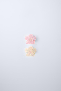 ZARA НАБОР ИЗ ДВУХ ЗАКОЛОК ДЛЯ ВОЛОС «ЦВЕТЫ», ПАСТЕЛЬНО-РОЗОВЫЙ