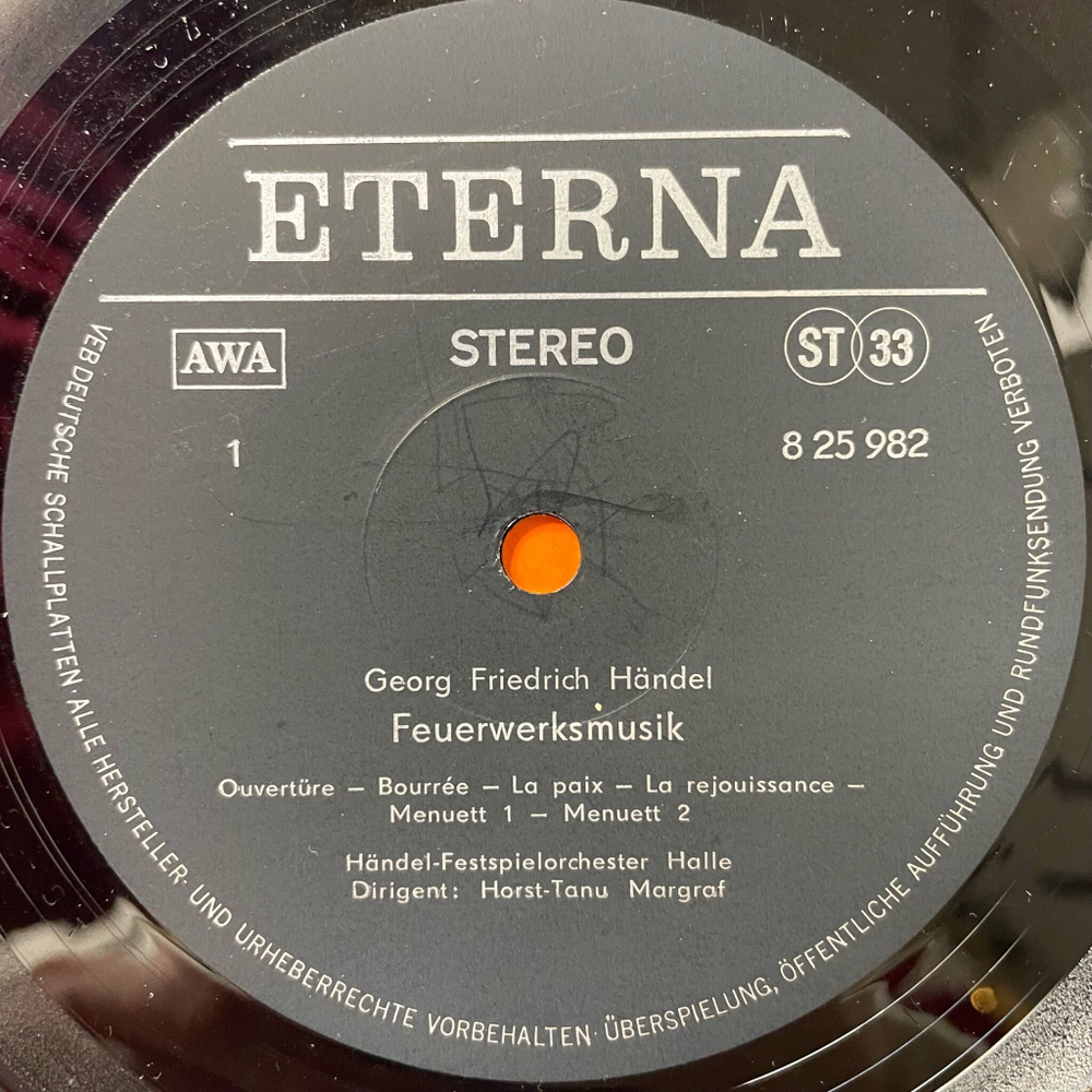 Винтажная виниловая пластинка LP G.F.Handel Гендель, G. Ph. Telemann Телеманн Feuerwerksmusik / Ouverture G moll (ГДР 1972)
