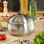 Кастрюля нерж, 6.5 л, с крыш, Daniks, Мальта, GS-01345KS-24CA, индукц