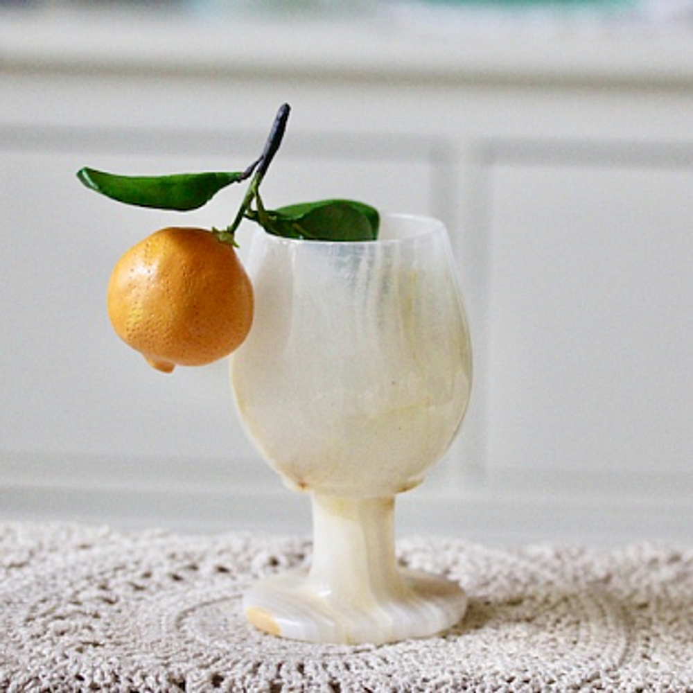 Ваза бокал на ножке Оникс природный, D7 x 12 см