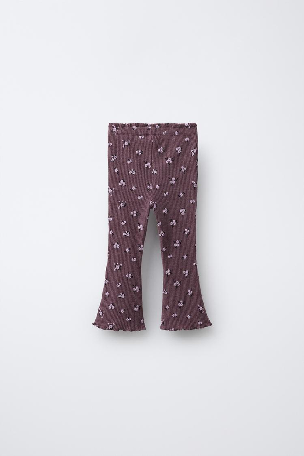 ZARA МЯГКИЕ РАСКЛЕШЕННЫЕ БРЮКИ С ПРИНТОМ, ГРАНАТОВЫЙ