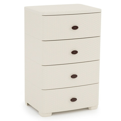 Комод 4-х секционный "Плетенка" широкий (слон. кость)