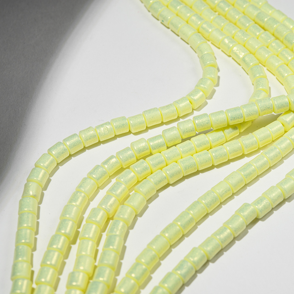 Бусины хеши, каучук с напылением, оттенок "Лимонный", 6*6мм