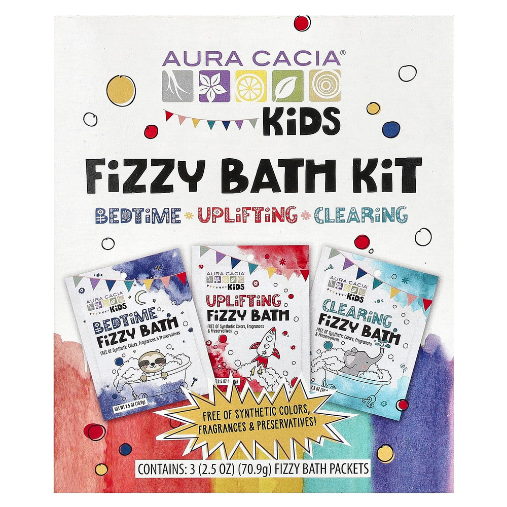 Aura Cacia, набор для ванны с шипучей, для детей, 3 пакетика по 70,9 г (2,5 унции)