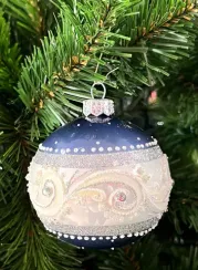 Стеклянный шар Метель, 1 шт., бело-синий, Irena CO (91717)