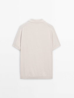 Massimo Dutti Кардиган с короткими рукавами и карманом, натуральный, кремовый