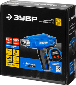 ЗУБР 2000 Вт, технический фен, дисплей, Профессионал (ФТ-П2000 М2Д)