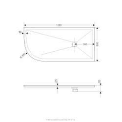Душевой поддон асимметричный RGW ST/AR-G Графит (800x1200)
