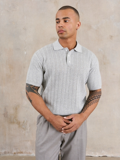 Серая вязаная футболка-поло LAWLESS