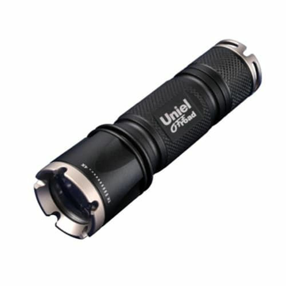 P-ML072-BB Black Фонарь Uniel серии Премиум «Iron domination — 185 +», алюминиевый корпус, XP-E {Q4} CREE LED, упаковка — цветной короб, 2 х CR123A в/