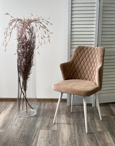 Стул М-City DISAUR Герман (Herman) Бежевый 5, Велюр, Белый каркас