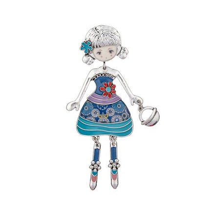Брошь Shadore Девочка с сумочкой XZ0223.20 BL/S
