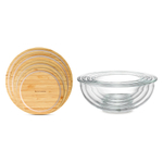Набор из 4-х стеклянных мисок eco store с крышками из бамбука