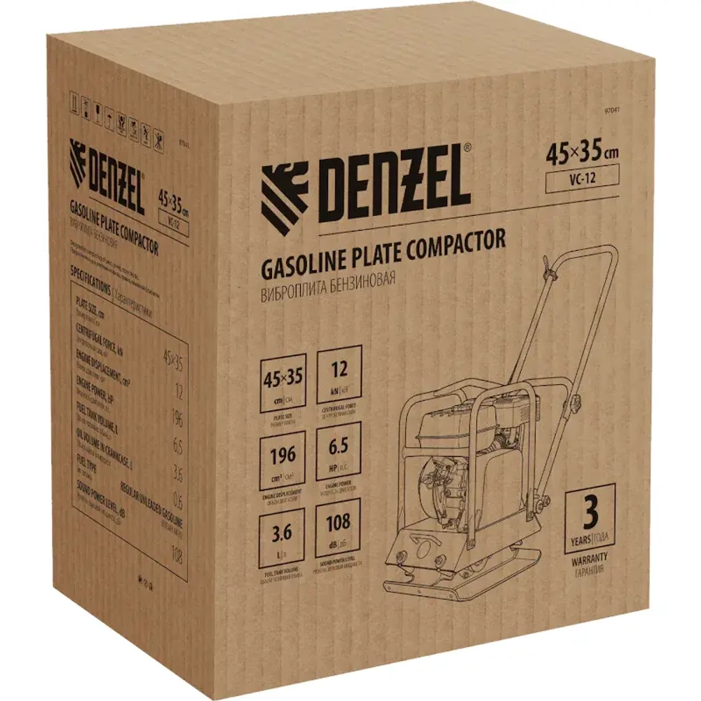 DENZEL VC-12 виброплита бензиновая 97041