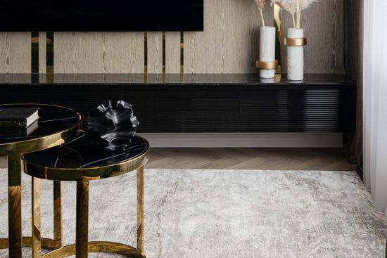 47ED-ET081S-GOLD Столы (наб 2шт) стекло чер.мрам/зол d60*60/d46*50