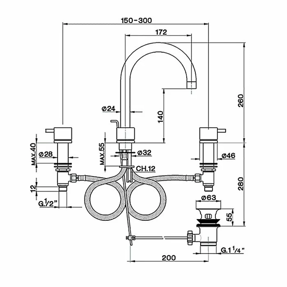 Смеситель для раковины Cisal LESS NEW LN00106040 черный матовый