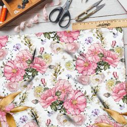 Ткань флис ботанический весенний принт