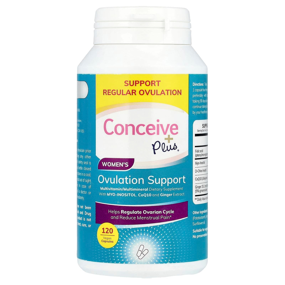 Conceive Plus, Поддержка овуляции для женщин, 120 веганских капсул