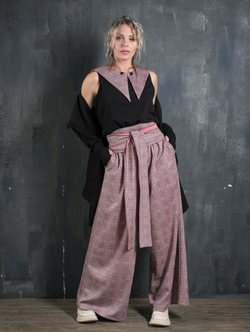 Палаццо  + кушак/ клетка персик