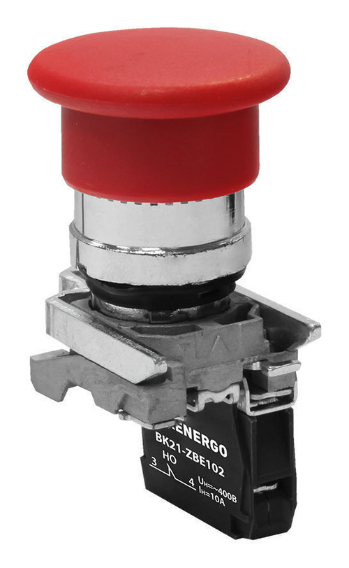 Выключатель кнопочный ВК21-ВС42 1р красный гриб