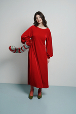 Платье с запахом на спине и длинным рукавом из бархата "Заветное желание"