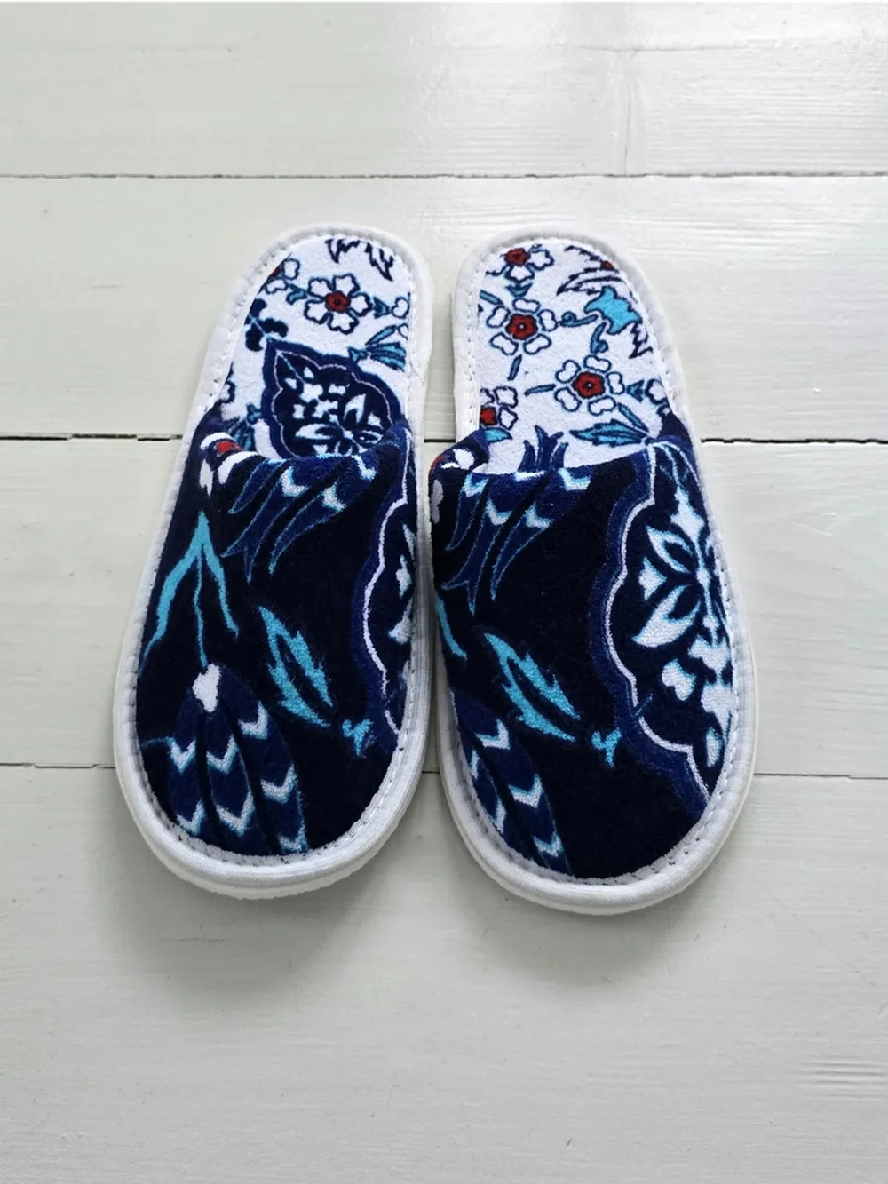 Тапочки махровые синий узор