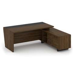 Corner Стол руководителя с тумбой COR.SRT-20 (R) Орех Лоренцо/Графит/Металл Графит 2000*1800*750