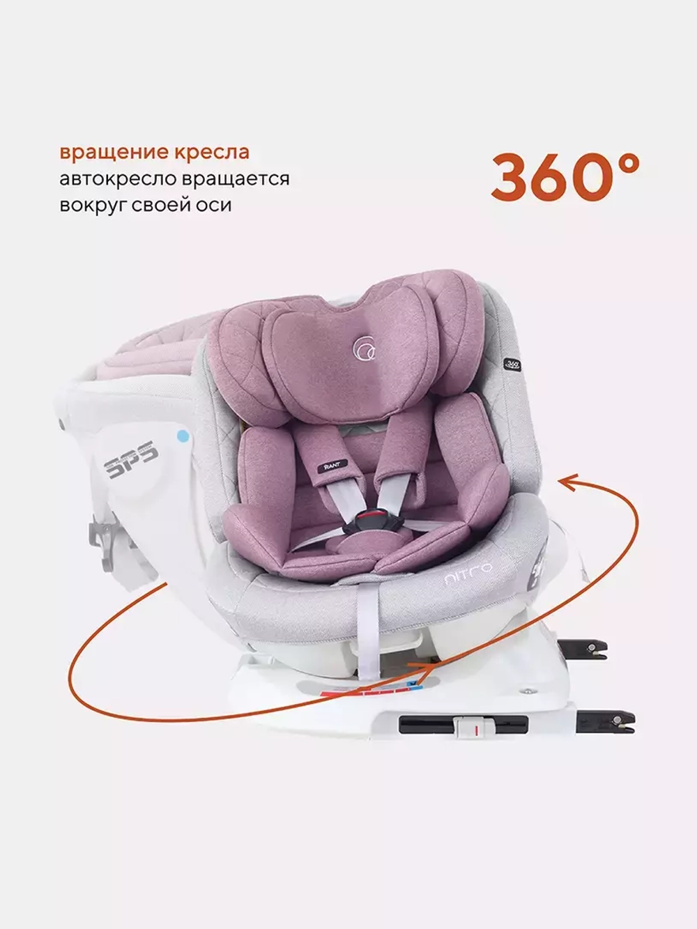 Автокресло Rant Nitro isofix 0/1/2/3 (0-36кг) Grey/Pink