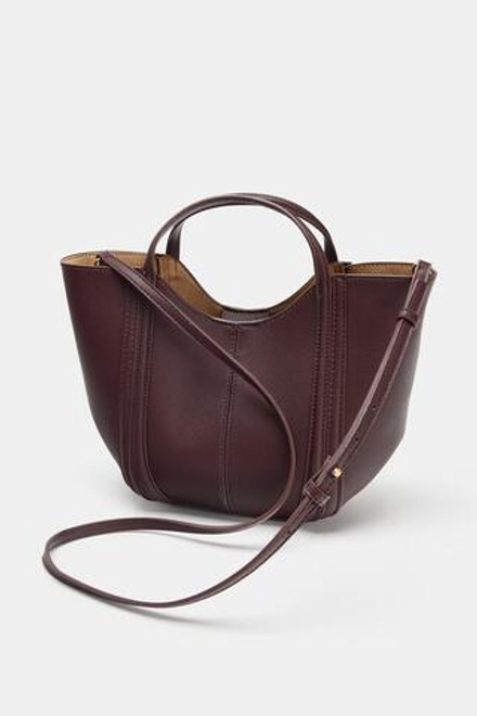 ZARA НЕБОЛЬШАЯ СУМКА С ДЕКОРАТИВНОЙ СТРОЧКОЙ, БОРДОВО-КРАСНЫЙ