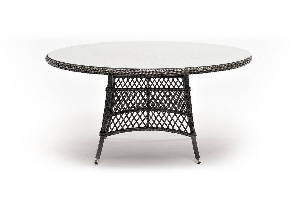 "Эспрессо" плетеный круглый стол, диаметр 150 см, цвет графит
