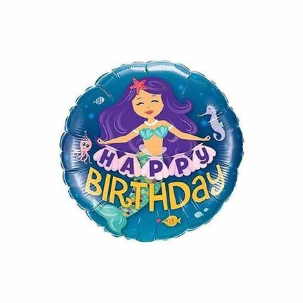 Шар круг "Русалка фиолетовые волосы" 45 см