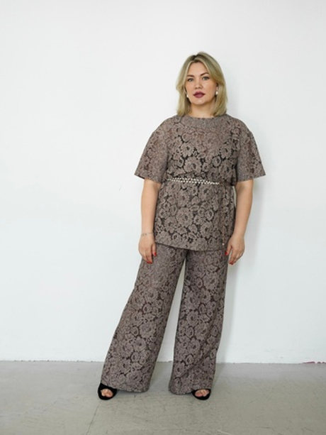 Брюки "На кружевном" шоколад