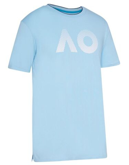 Мужская теннисная футболка Australian Open T-Shirt AO Textured Logo - light blue