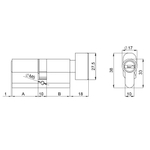 Цилиндровый механизм (200 ZM/90) 2000ZM Knob 90 (45+10+35) BL-24 черный 5Key с вертушкой