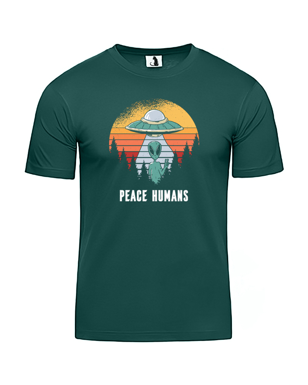 Футболка Peace humans классическая прямая темно-зеленая