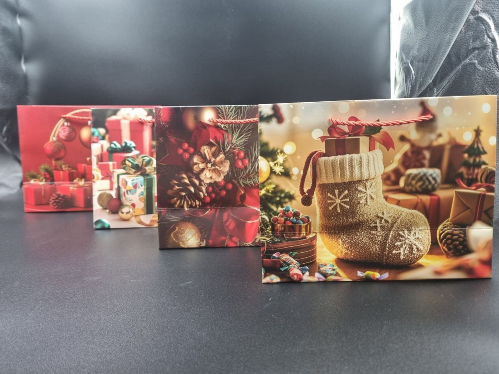 Пакет подарочный новогодний 23*10*18 МС-7706 МИКС4 бумага КНР