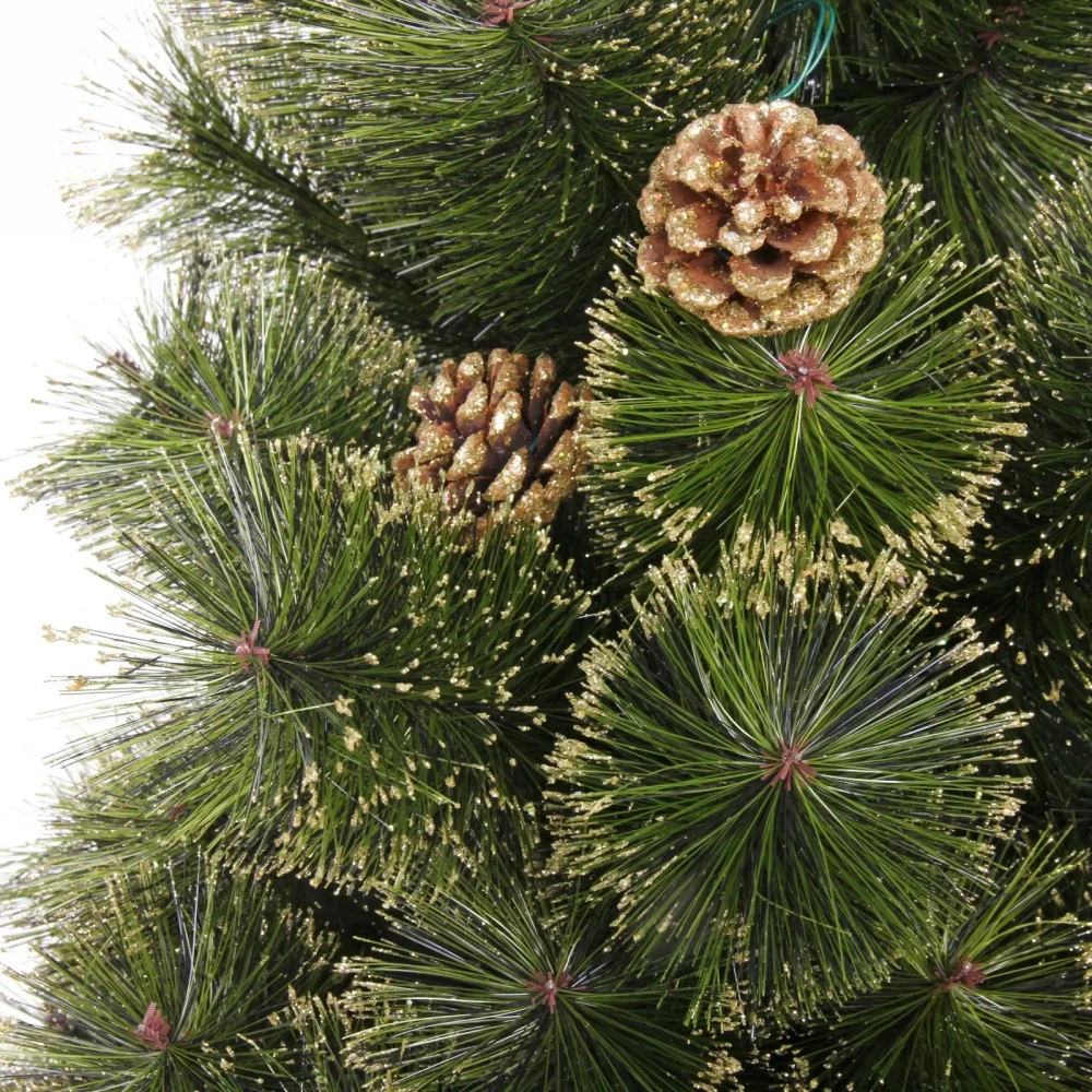 Ёлка «Зимушка» 120 см, леска, шишки, золотое напыление (110 веток) (SZ802GA-120)