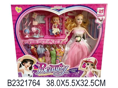 Кукла тип Модель на шарнирах с ребенком и аксессуарами, коробка YY2036T