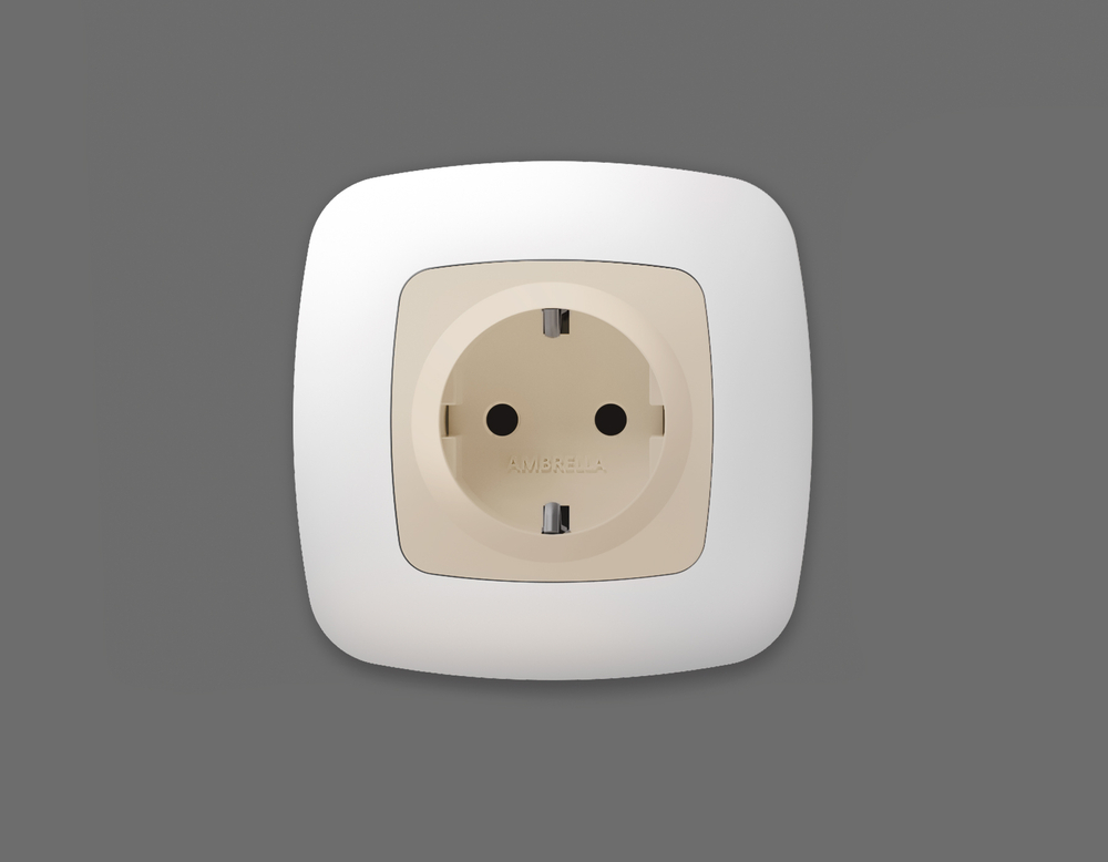 OP3270 Лицевая панель OMEGA (Бежевый матовый) для электрической розетки с/з со шторками QUANT