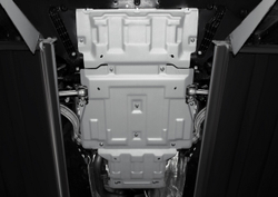 Защита картера, КПП и РК Rival для Audi A6 C8 (V - 2.0 (245 л.с.); 2.0D (190 л.с.); 3.0 (340 л.с.)) 2018-н.в./Audi A7 4K (V - 3.0D (340 л.с.)) 2018-н.в., штампованная, алюминий 3 мм, с крепежом, 3 части, K333.0343.1
