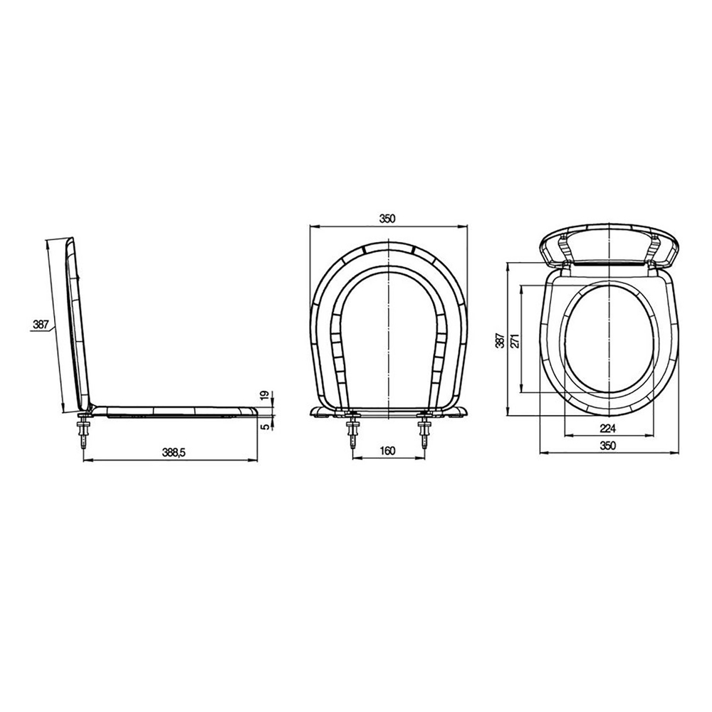 Сиденье для унитаза "Лира" голубовато-белое ИНКОЭР