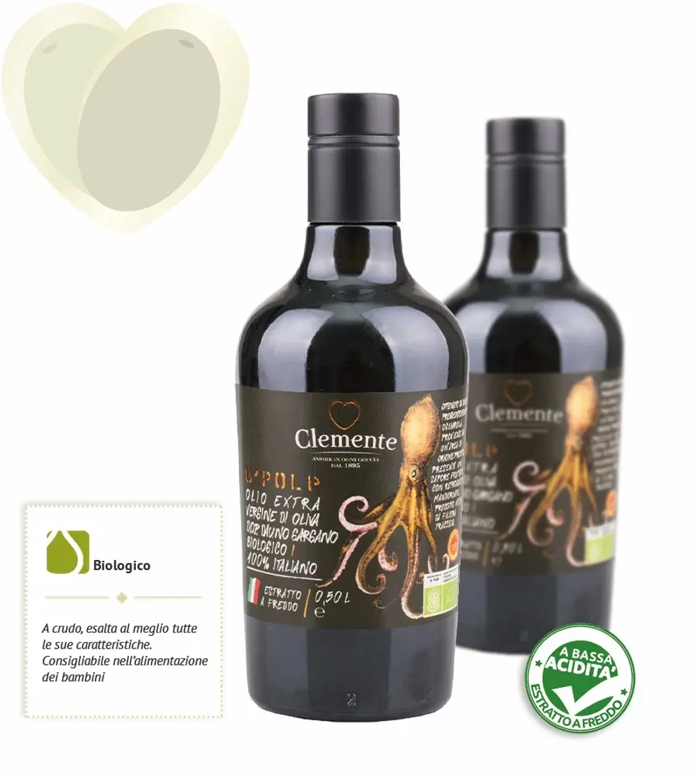 Оливковое масло Clemente "U Polp" ORGANIC (Bio), D.O.P., Extra Virgin 0,5 л, Италия