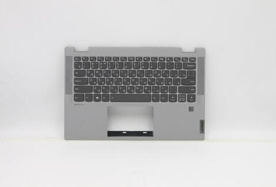 Верхняя панель с клавиатурой (топкейс) для ноутбука Lenovo Flex 5-14ALC05 с подсветкой, серая , раскладка - русская (5CB1C19396)