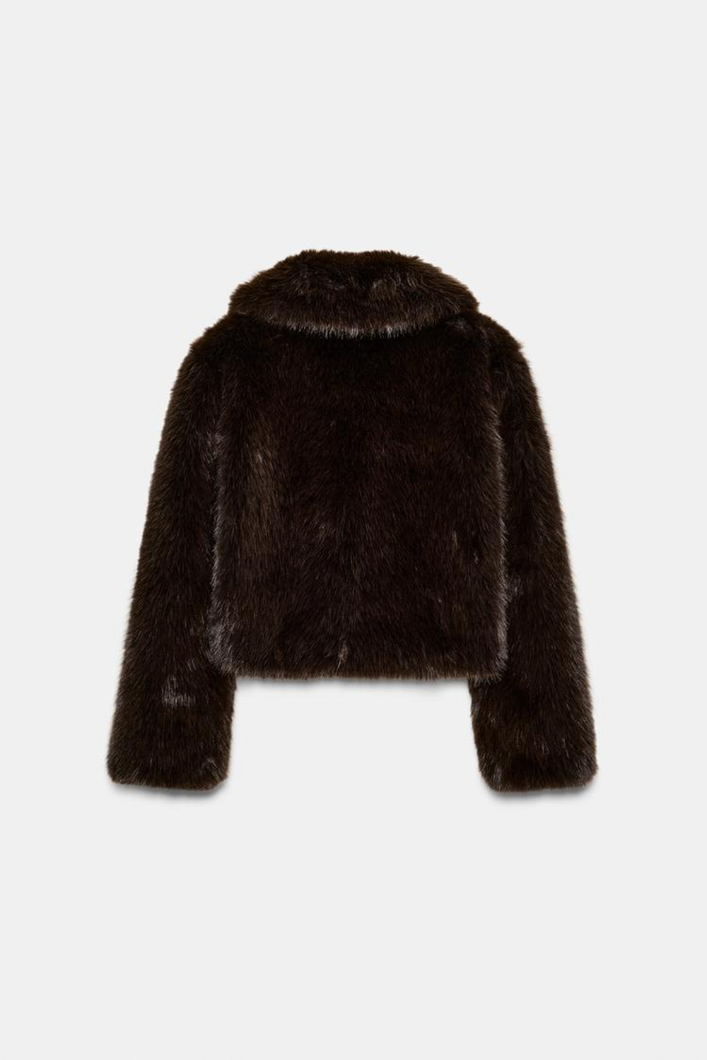 ZARA ШУБА ИЗ ИСКУССТВЕННОГО МЕХА С ВОРОТНИКОМ, КОРИЧНЕВЫЙ